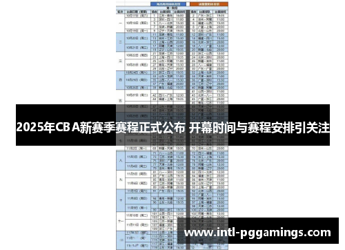 2025年CBA新赛季赛程正式公布 开幕时间与赛程安排引关注